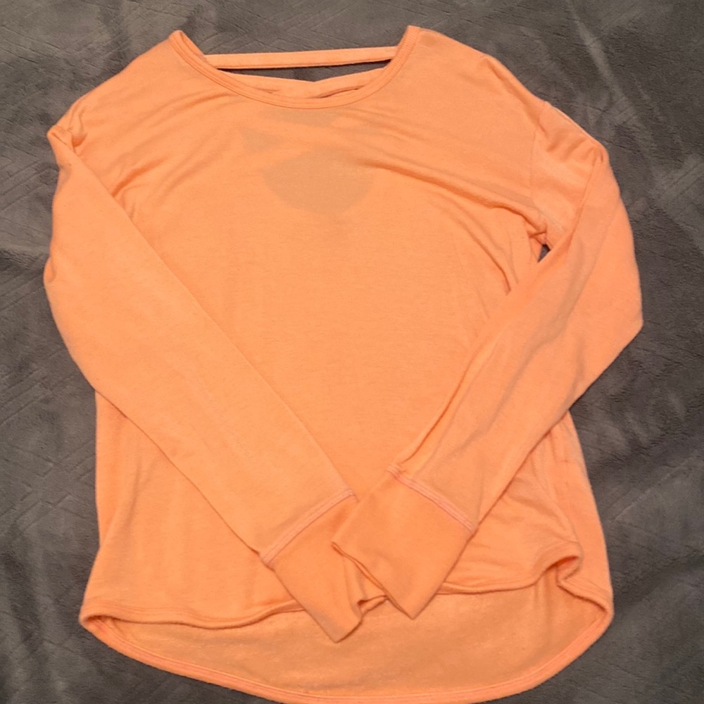 athleta girl peach long sleeve cords in the back size xl 14-16